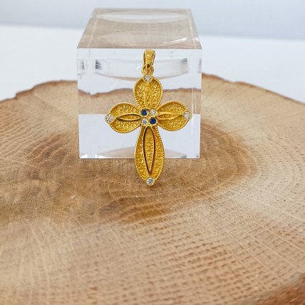 ΓΥΝΑΙΚΕΙΟΣ ΣΤΑΥΡΟΣ ΧΡΥΣΟ 14K με ζιργκόν CRG123